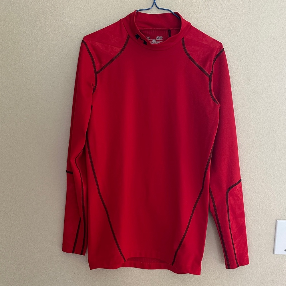 Under Armour Cold Gear Red Long Sleeve Performance Shirt Men’s Small EUC